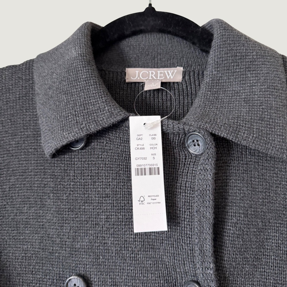 J.Crew Womens Double Breasted Lady Jacket Cardigan Charcoal Gray CK498 NWT Small - Picture 2 of 5